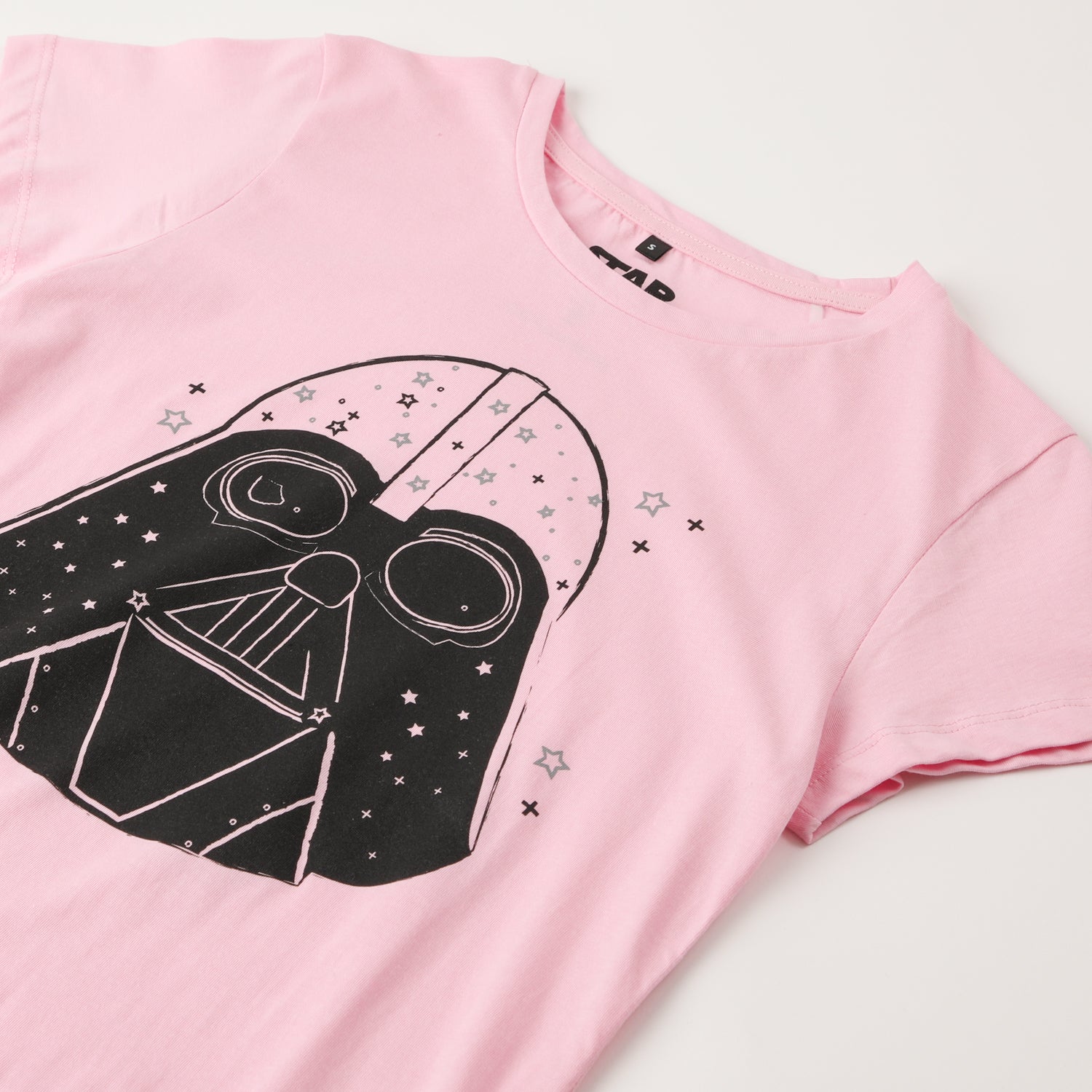 Polera Manga Corta Mujer Darth Vader Rosado Star Wars