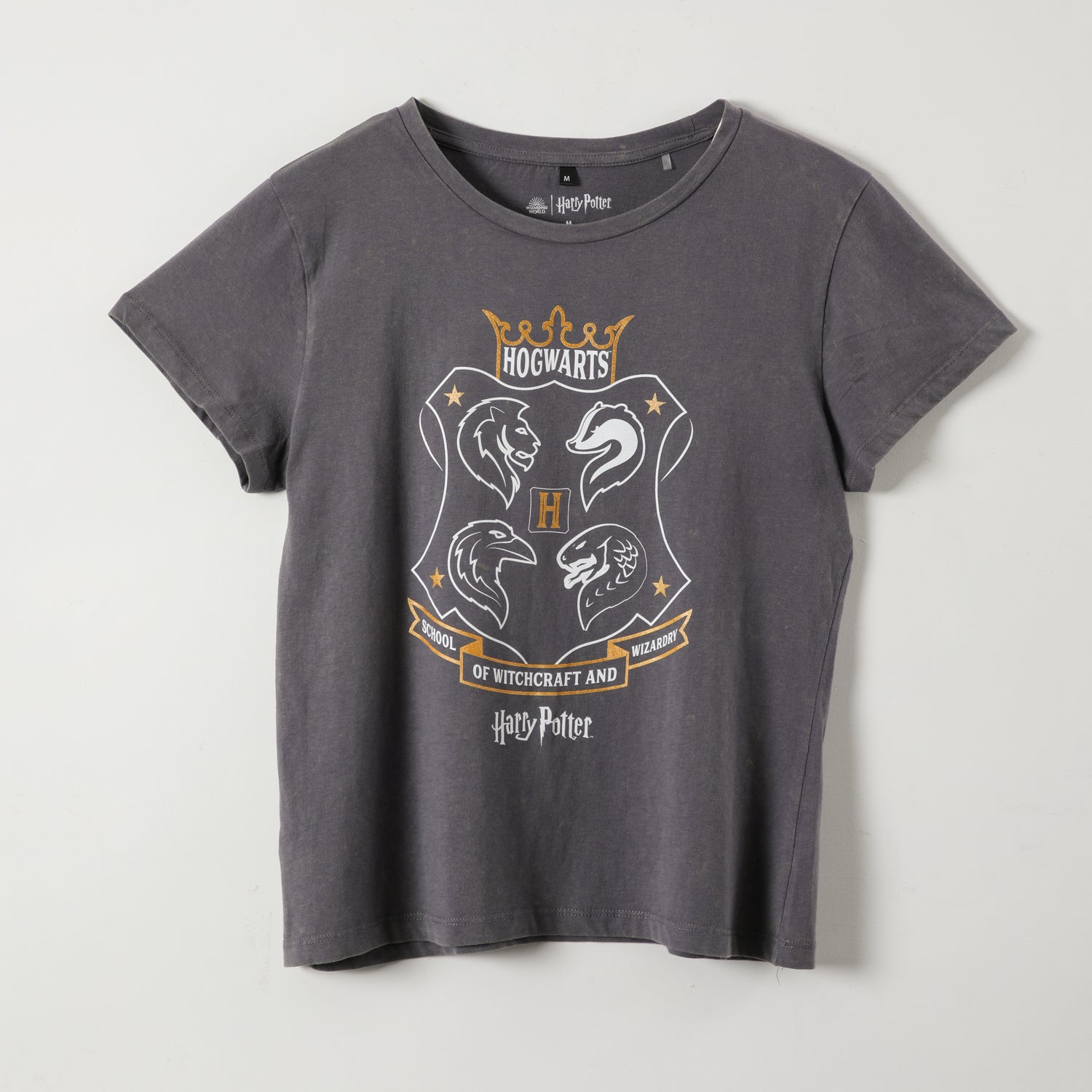 Polera Manga Corta Mujer Escudo Negro Harry Potter