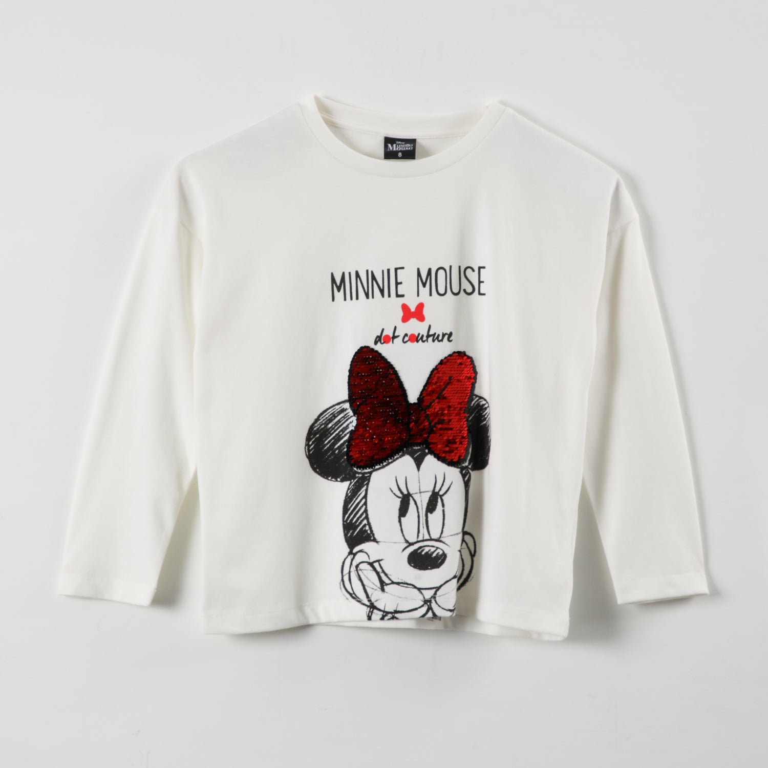 Polera Manga Larga Niña Minnie Dot Couture Blanco Disney