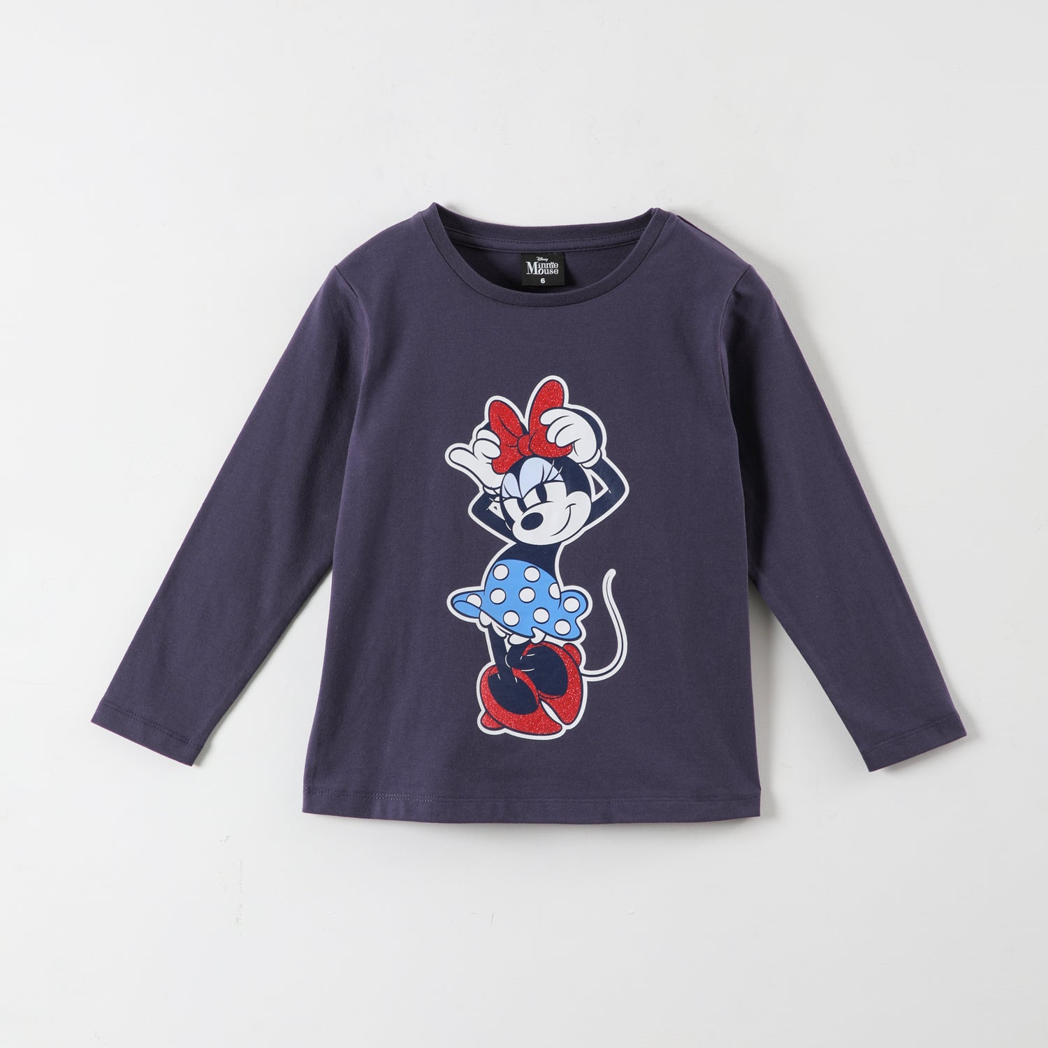 Polera Manga Larga Niña Minnie Ilustración Azul Disney