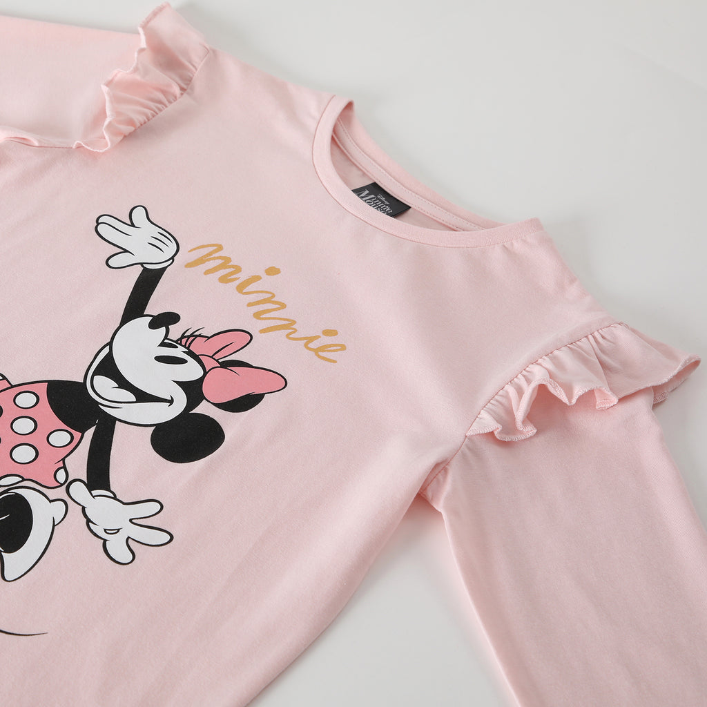 Polera Manga Larga Niña Minnie Cozy Rosado Disney