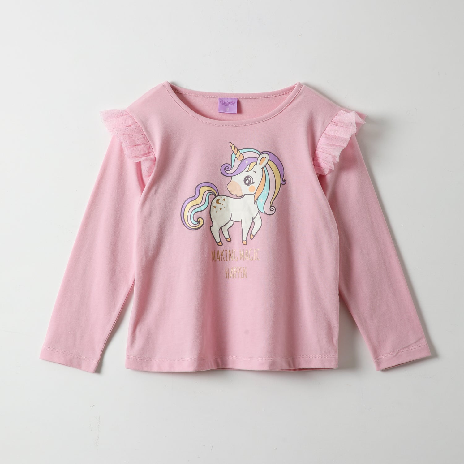 Polera Manga Larga Niña Maggic Rosado Unicornio