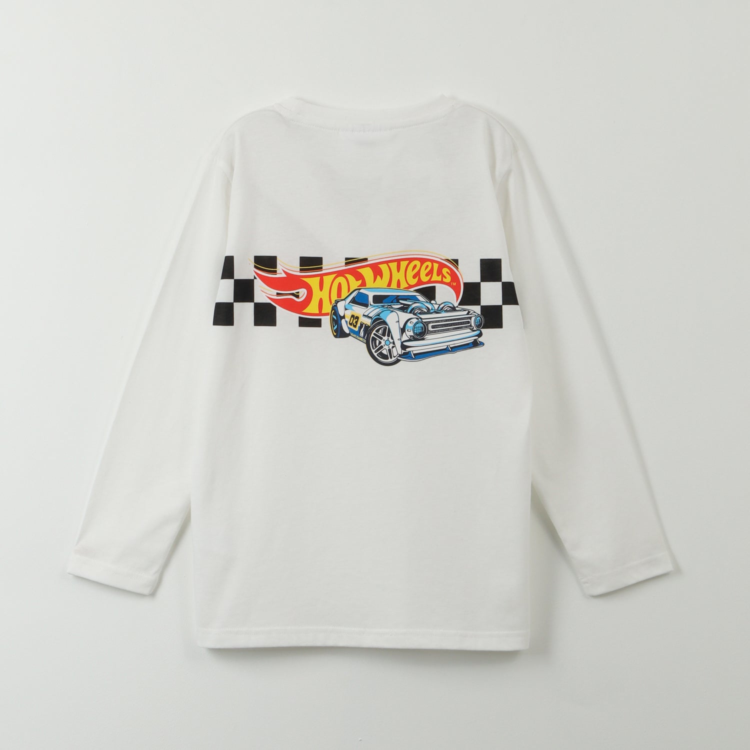 Polera Manga Larga Niño Flames Car Blanco Hot Wheels