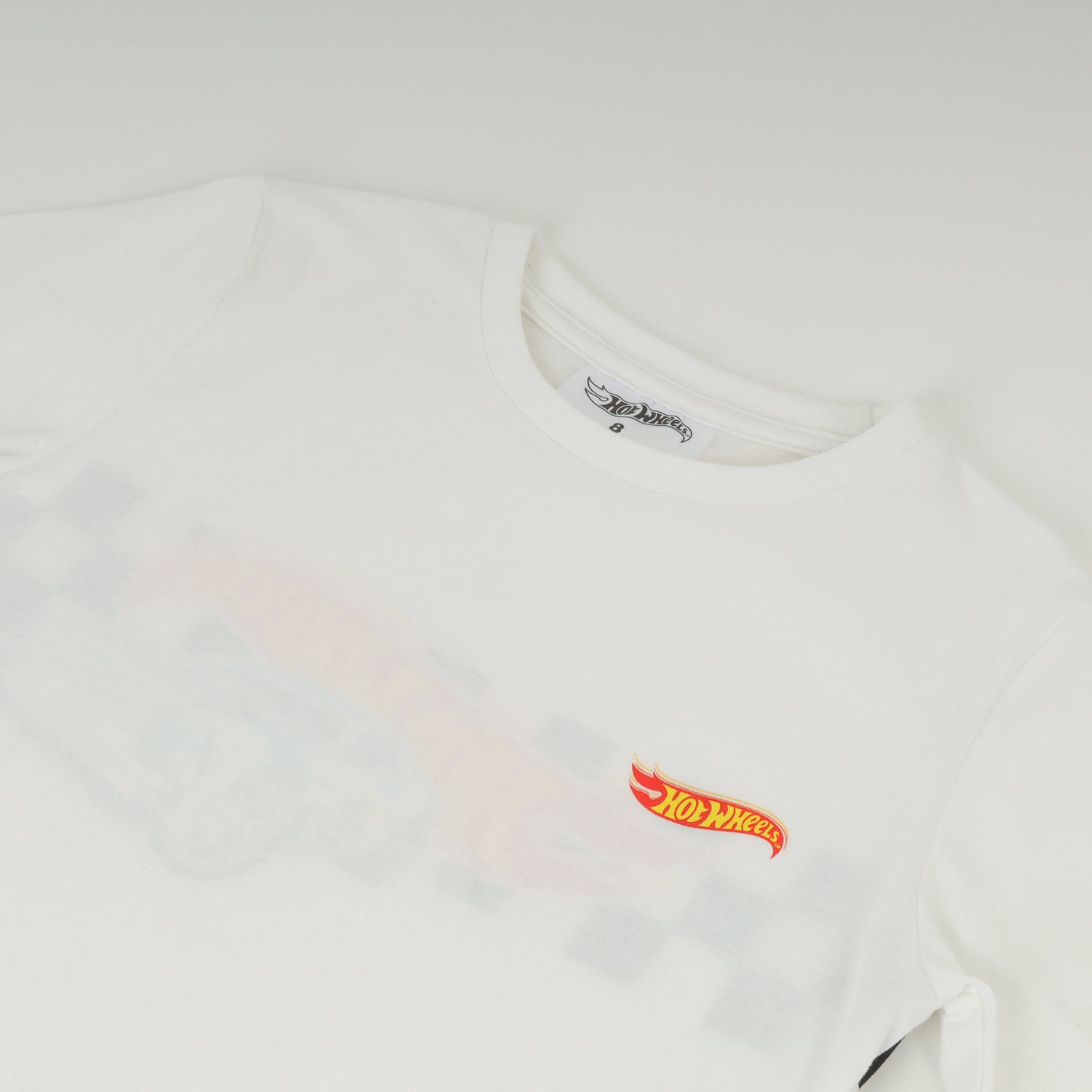 Polera Manga Larga Niño Flames Car Blanco Hot Wheels