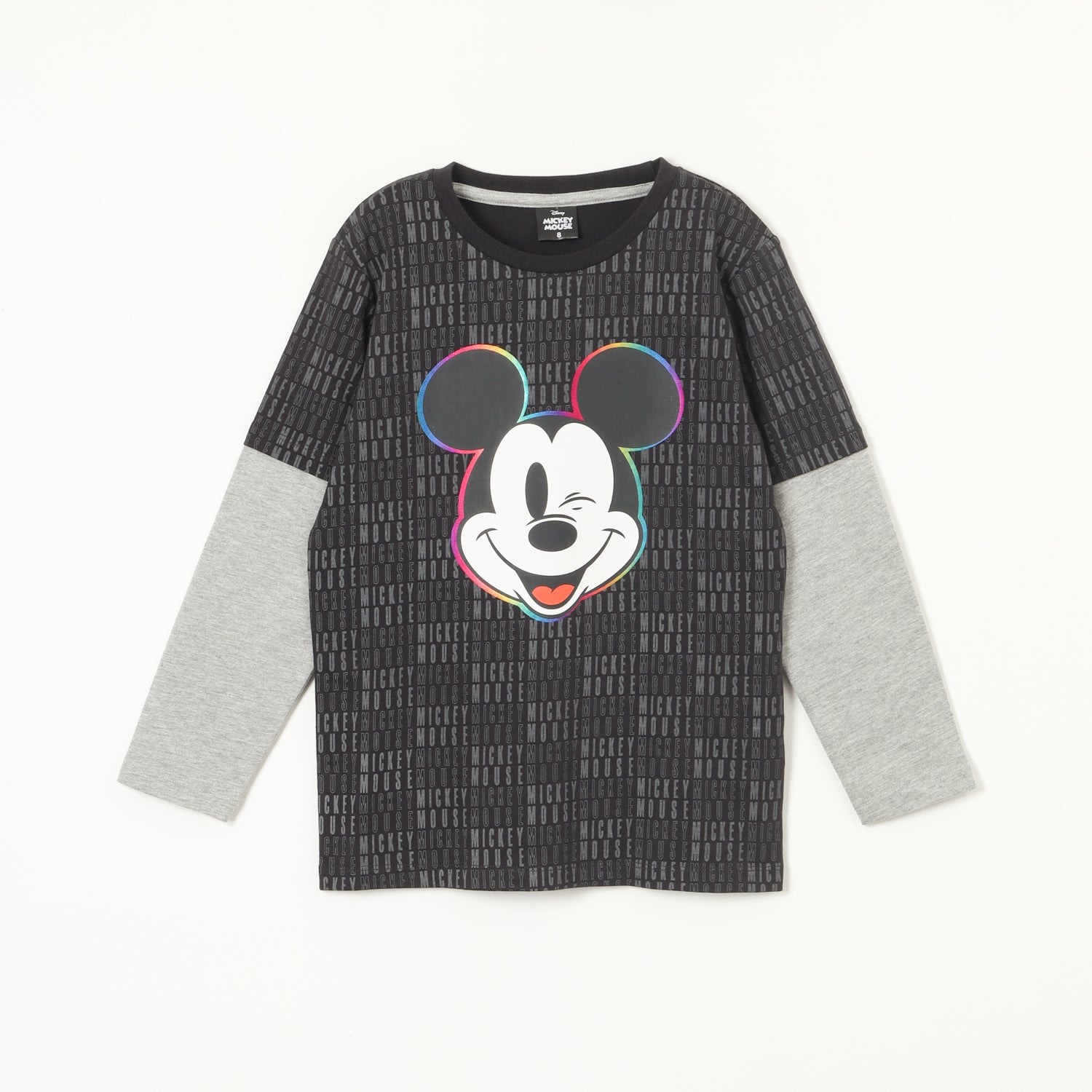 Polera Manga Larga Niño Mickey Letters Negro Disney