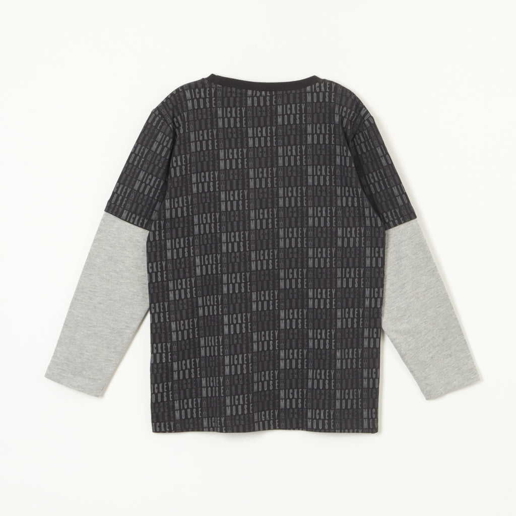 Polera Manga Larga Niño Mickey Letters Negro Disney