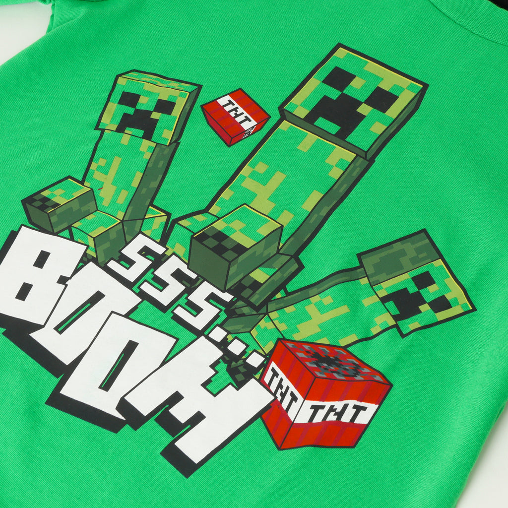 Polera Manga Larga Niño Boom Sss Verde Minecraft