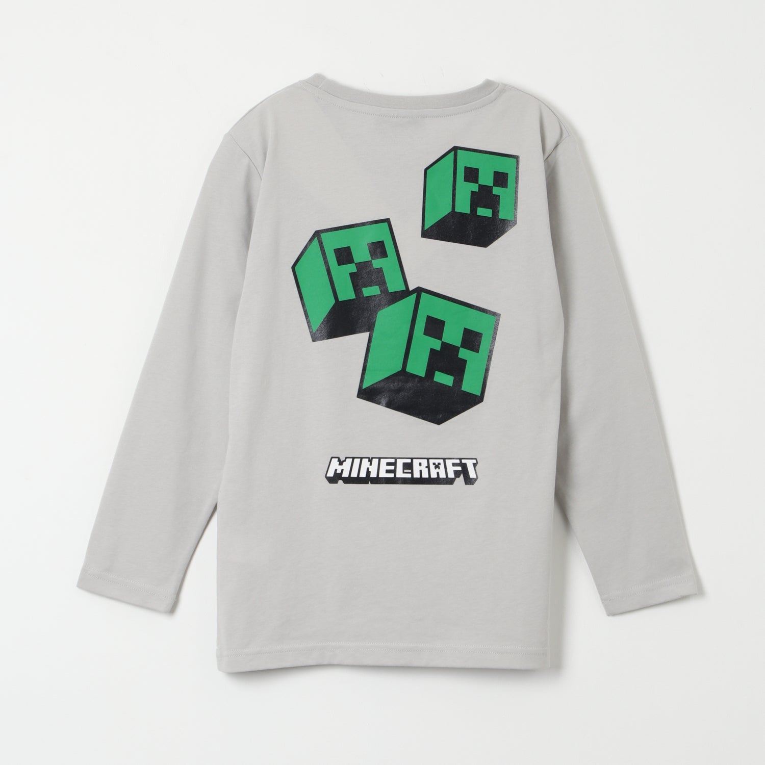 Polera Manga Larga Niño Creepers Back Gris Minecraft