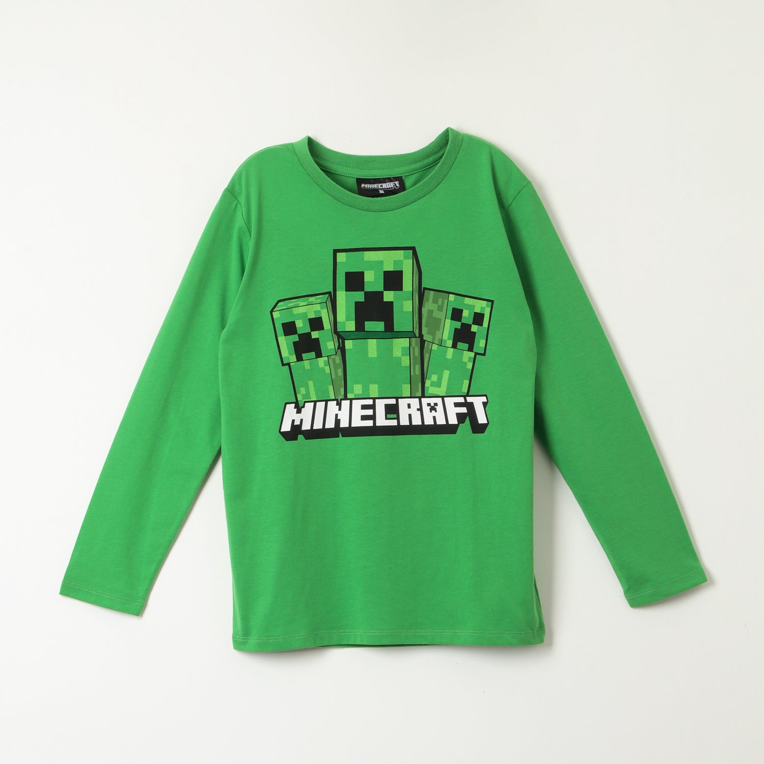 Polera Manga Larga Niño Creepers Team Verde Minecraft