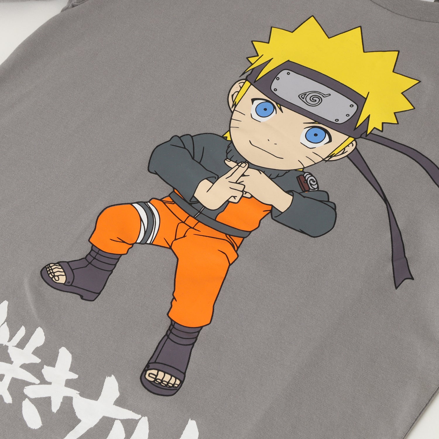 Polera Manga Larga Niño Jutsu Gris Naruto
