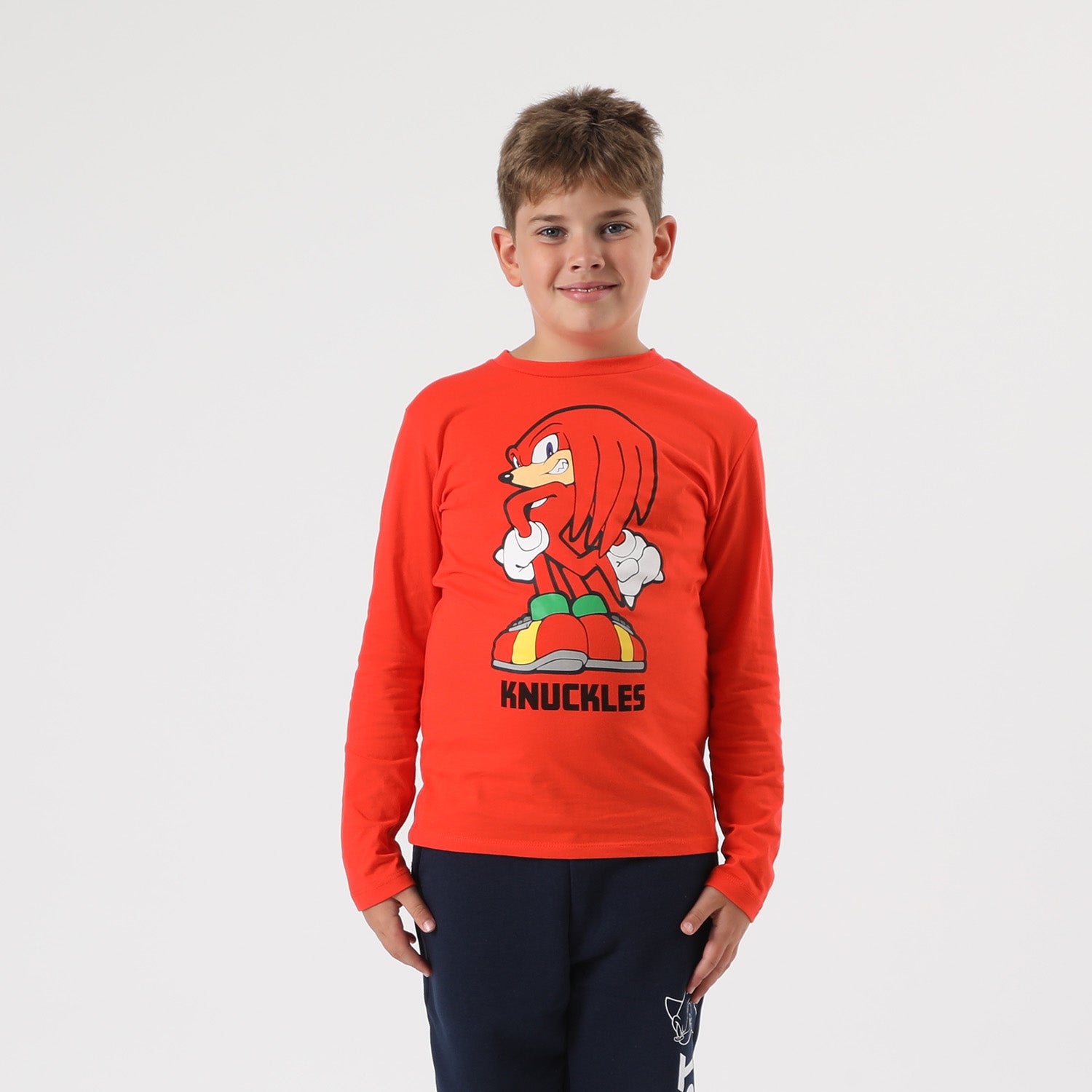Polera Manga Larga Niño Knuckles Rojo Sonic