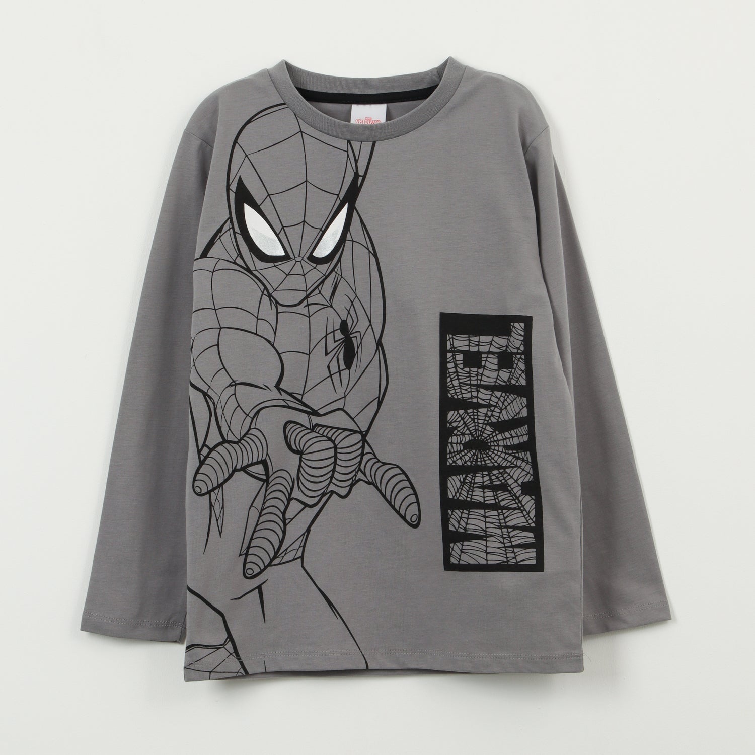Polera Manga Larga Niño Spiderman Red Web Gris Marvel
