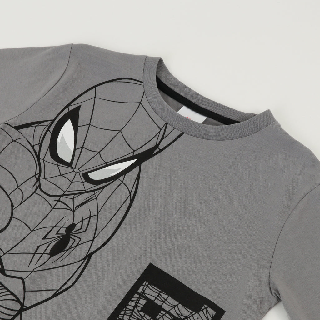 Polera Manga Larga Niño Spiderman Red Web Gris Marvel