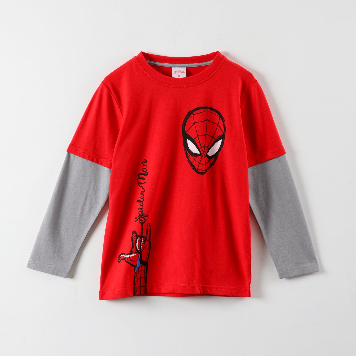 Polera Manga Larga Niño Spiderman Spider Gesto Rojo Marvel