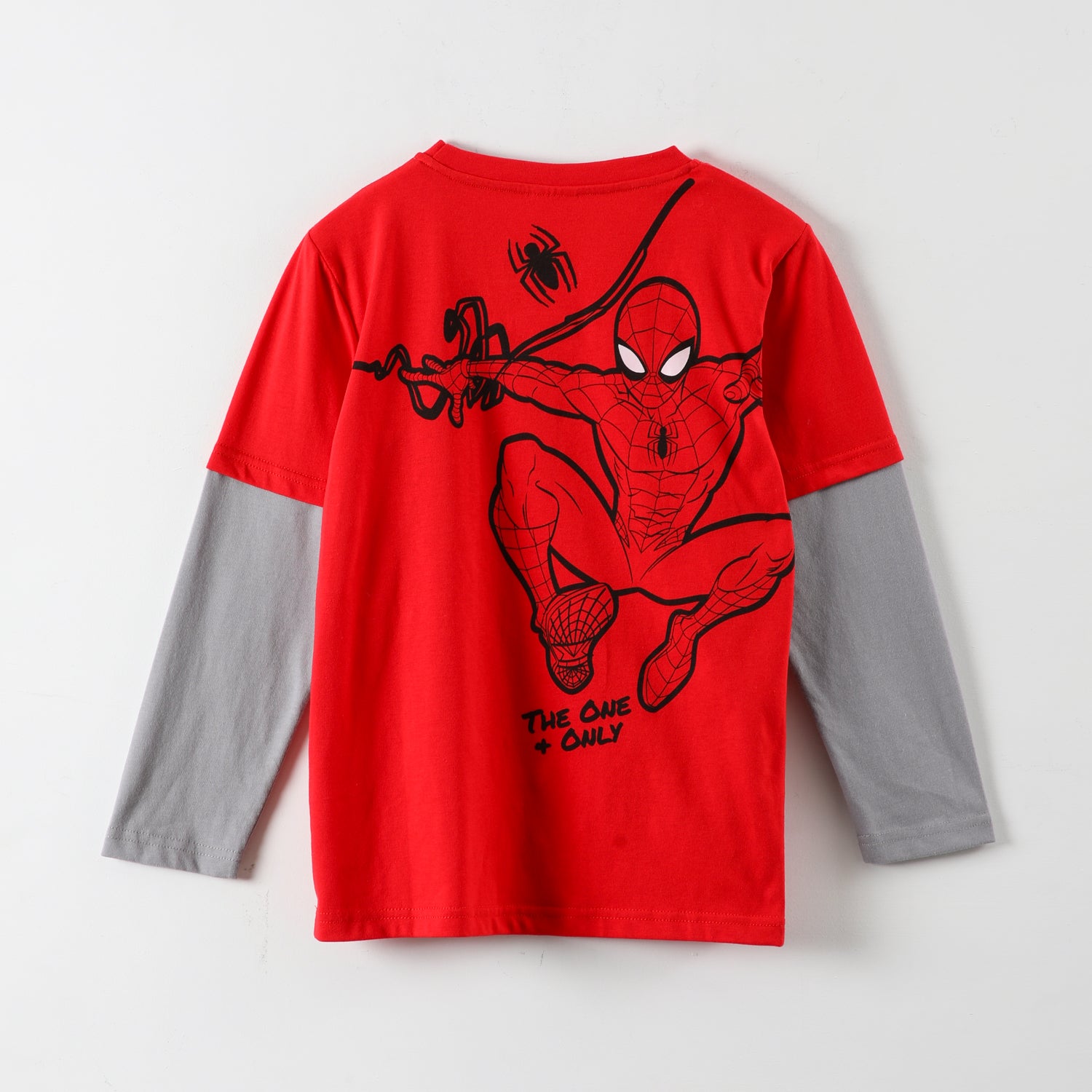 Polera Manga Larga Niño Spiderman Spider Gesto Rojo Marvel
