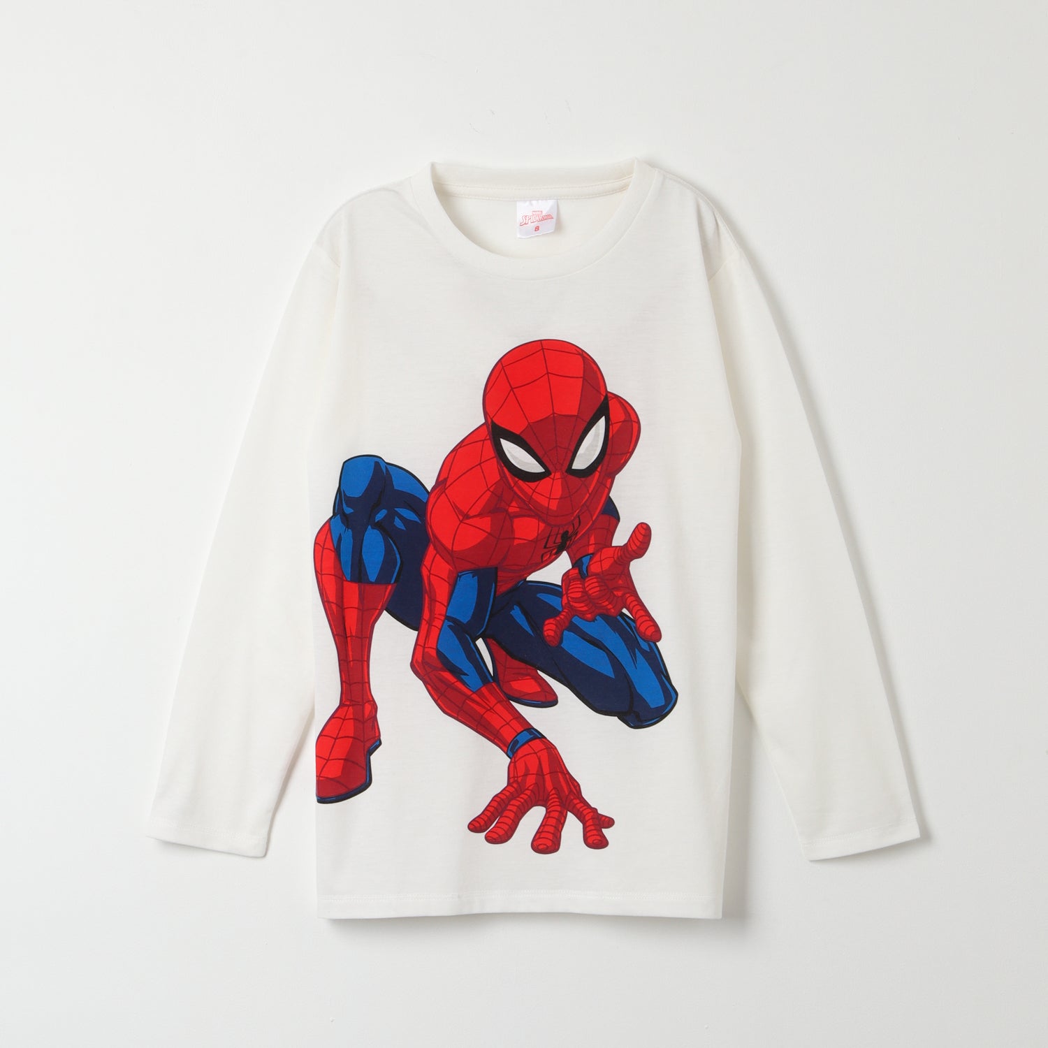 Polera Manga Larga Niño Spiderman Iconic Pose Blanco Marvel