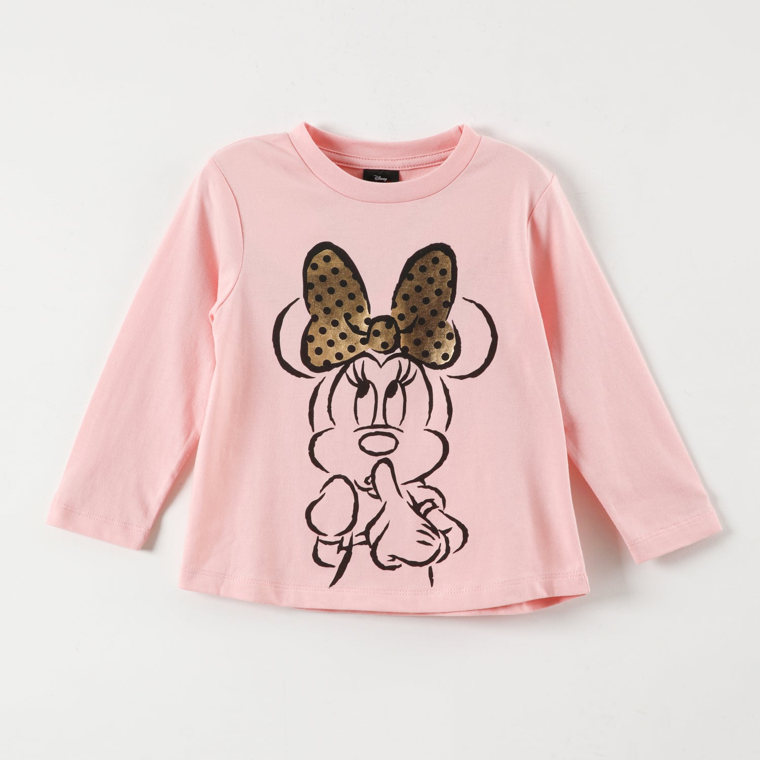 Polera Manga Larga Niña Minnie Glow Rosado Disney