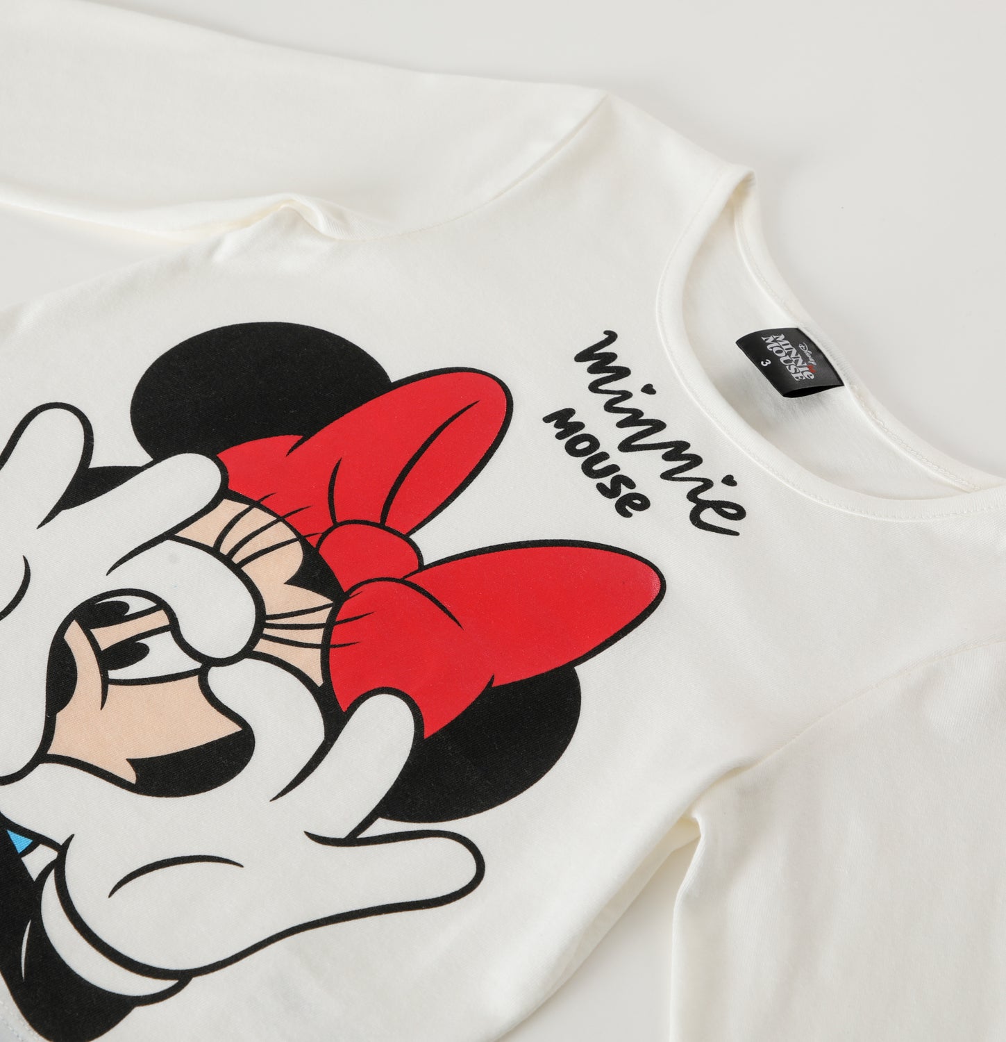 Polera Manga Larga Niña Minnie Love Blanco Minnie