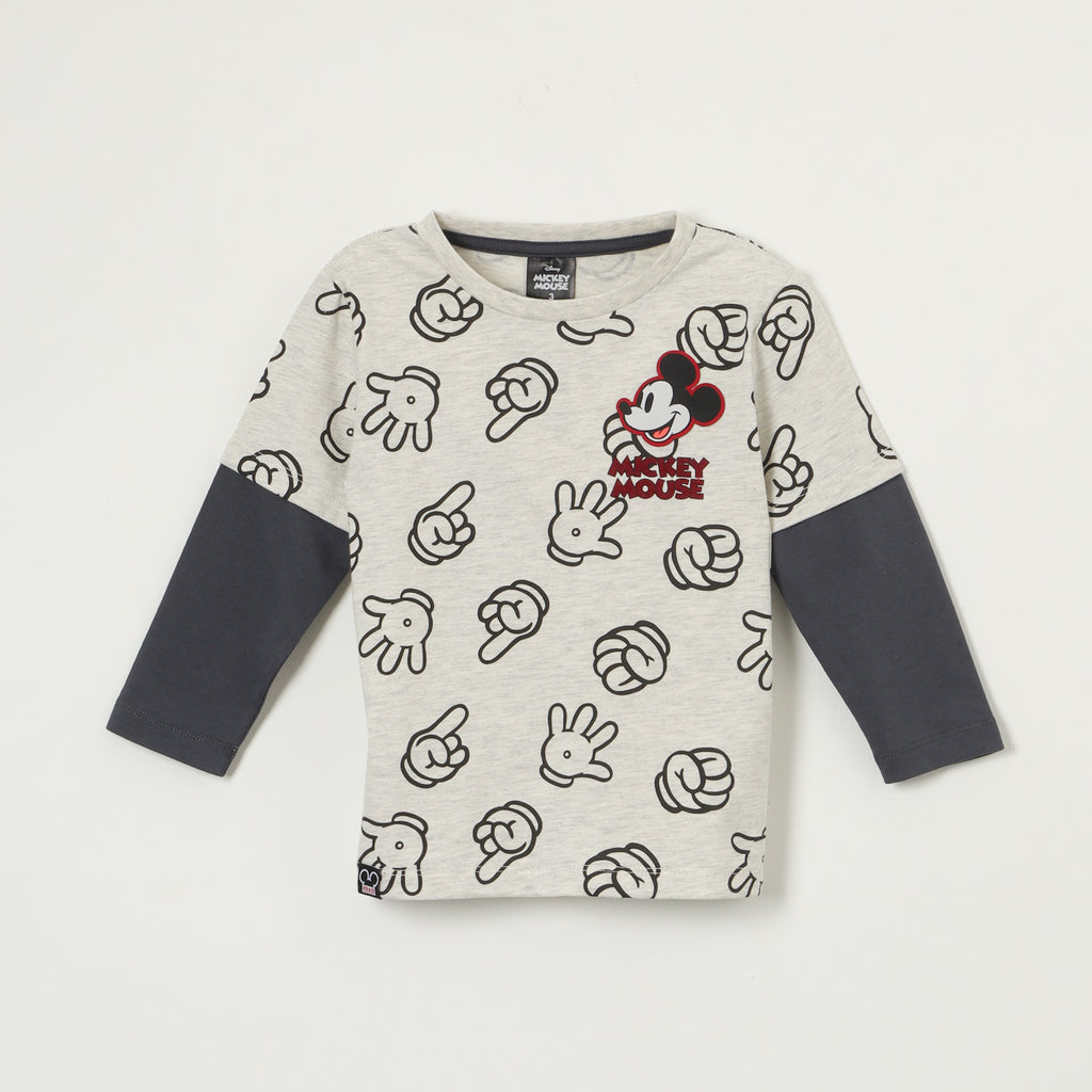 Polera Manga Larga Niño Mickey Hands Gris Disney