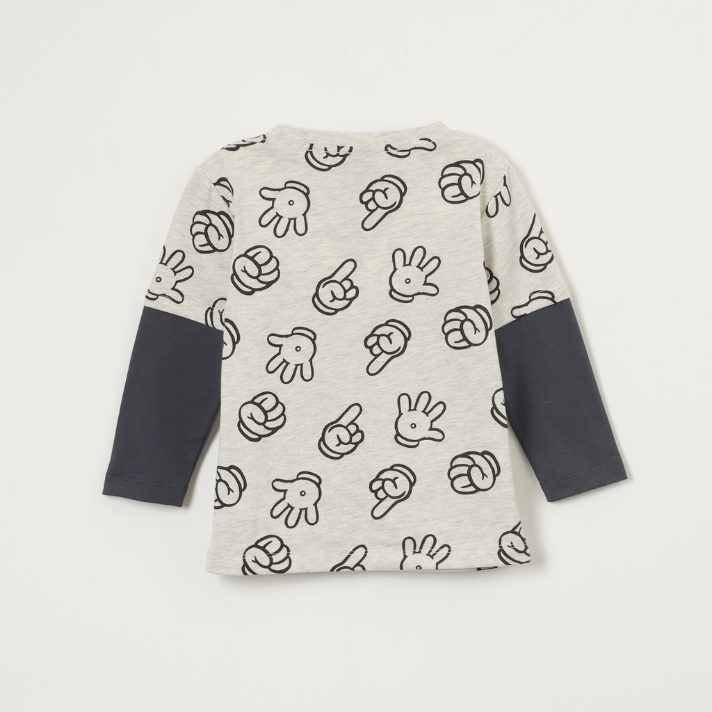 Polera Manga Larga Niño Mickey Hands Gris Disney