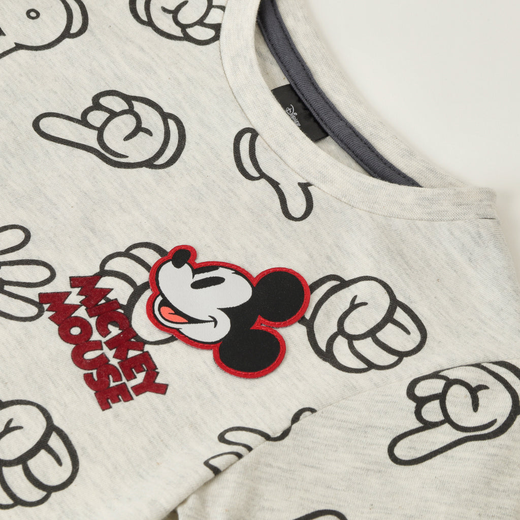 Polera Manga Larga Niño Mickey Hands Gris Disney
