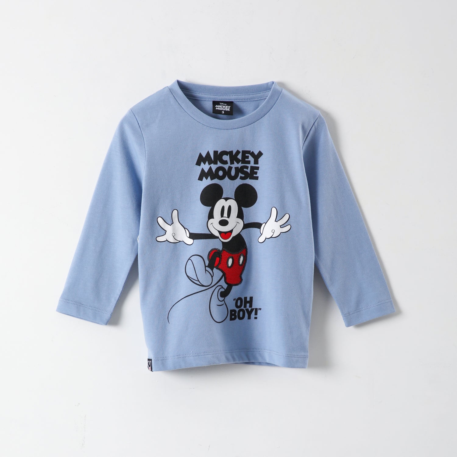 Polera Manga Larga Niño Mickey Oh Boy! Celeste Disney