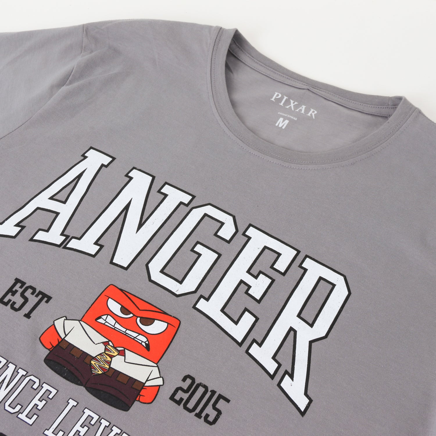 Polera Manga Corta Adulto Gris Ira Intensamente Pixar Disney