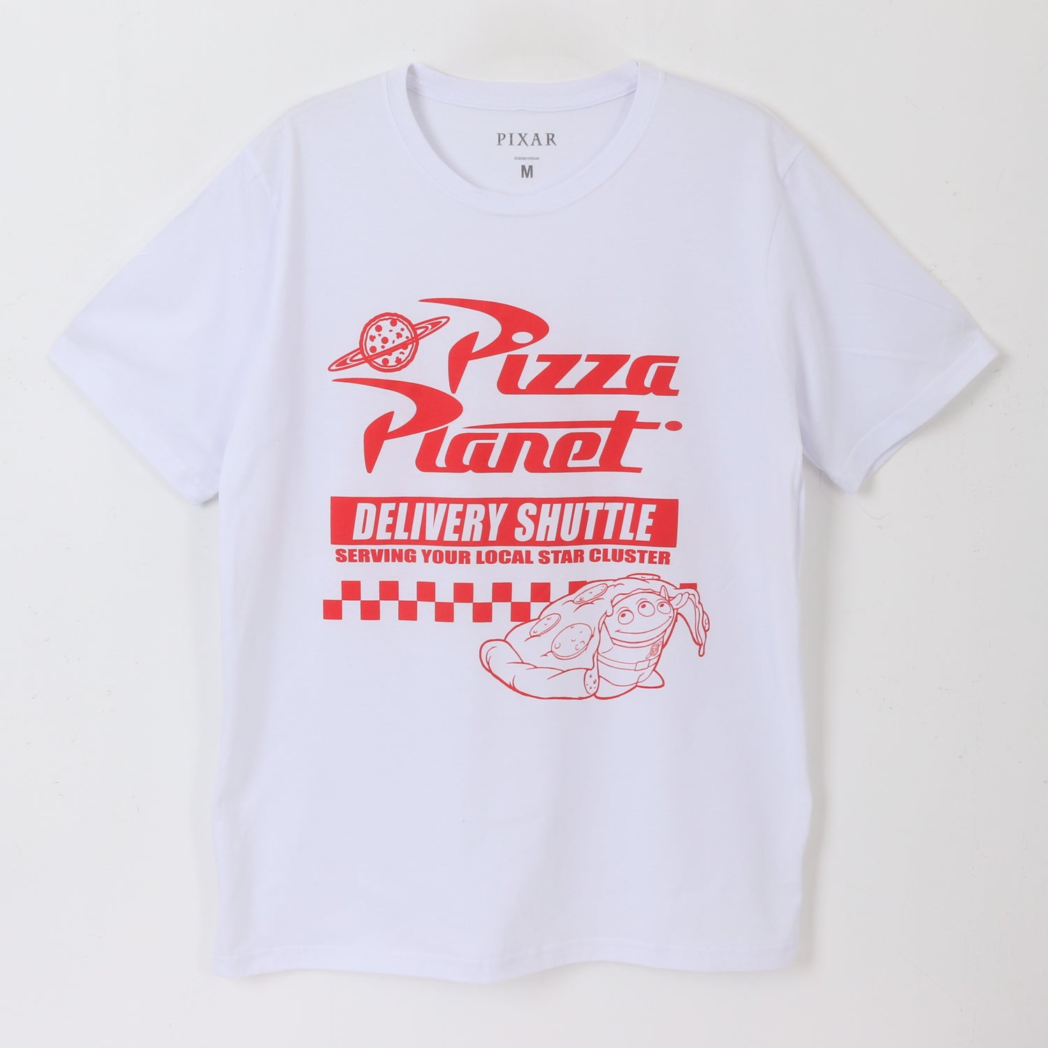 Polera Manga Corta Adulto Blanco Pizza Planet Pixar Disney