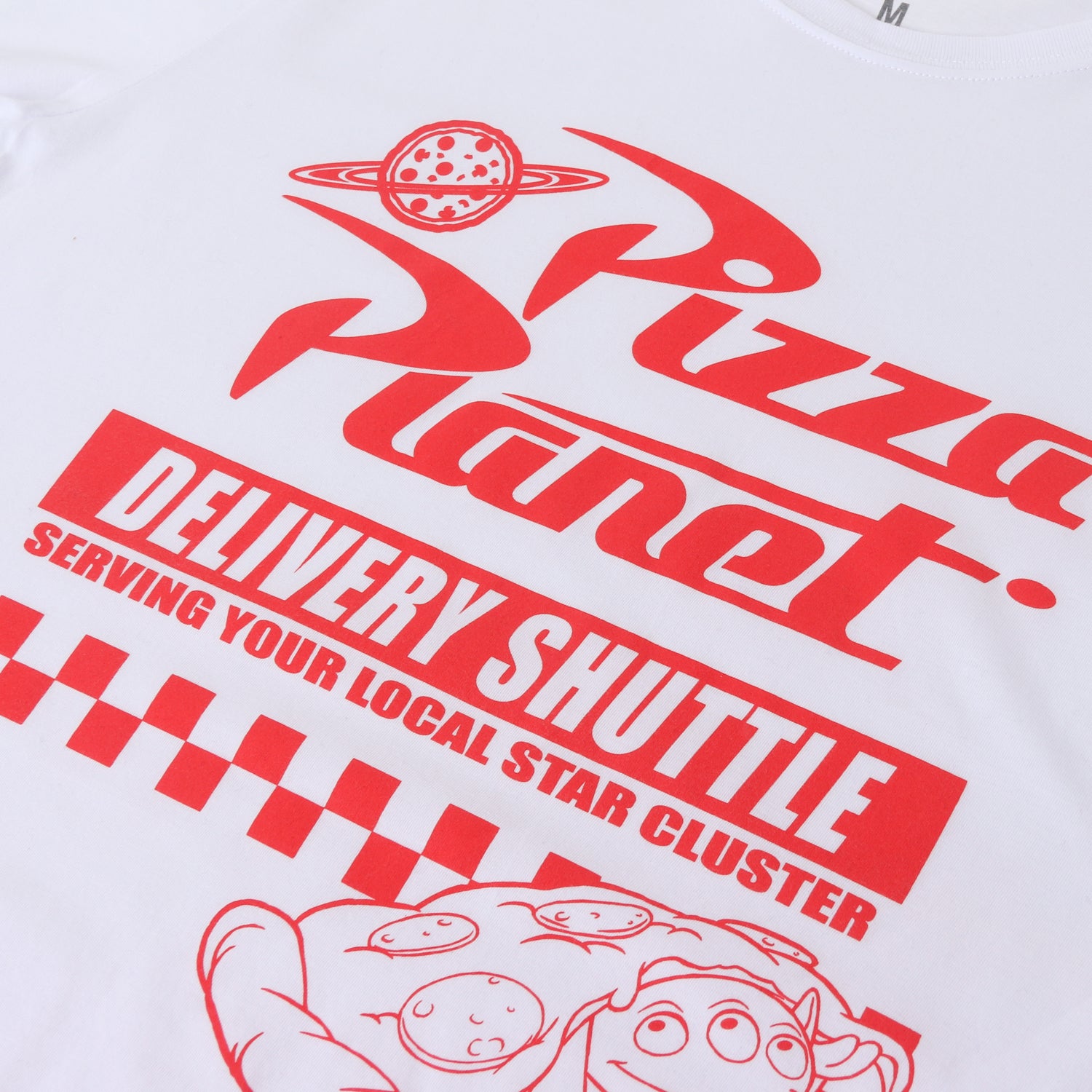 Polera Manga Corta Adulto Blanco Pizza Planet Pixar Disney