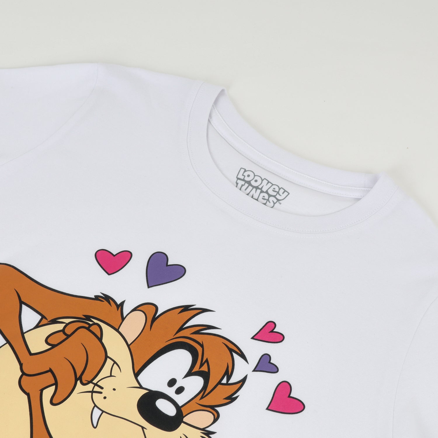 Polera Manga Corta Mujer Taz Love Blanco Looney Tunes