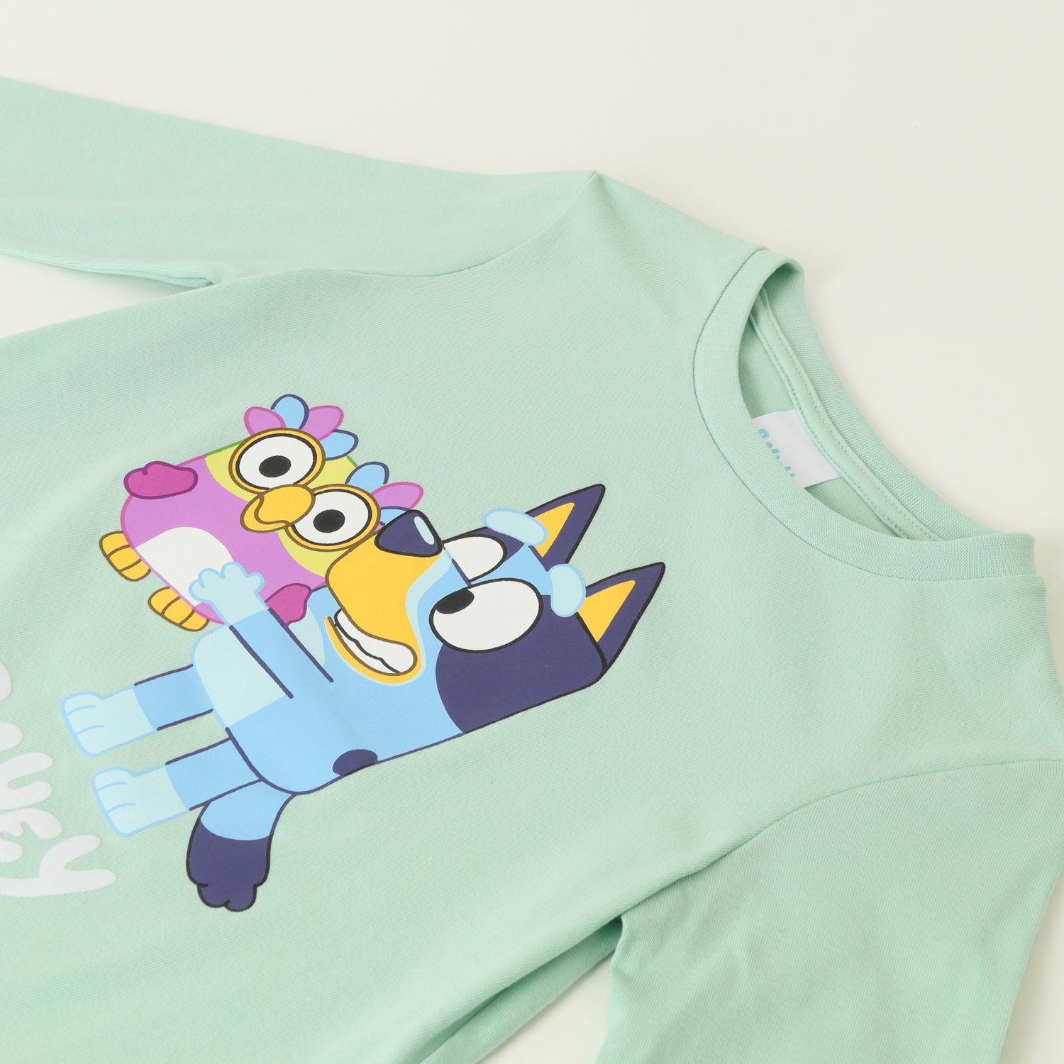 Polera Manga Larga Niño Peluche Verde Bluey