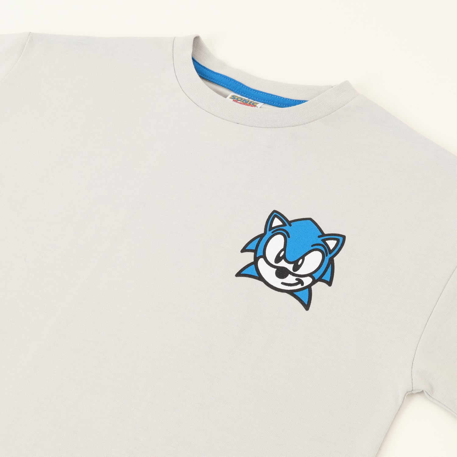 Polera Manga Corta Niño Oversize Espalda Gris Sonic