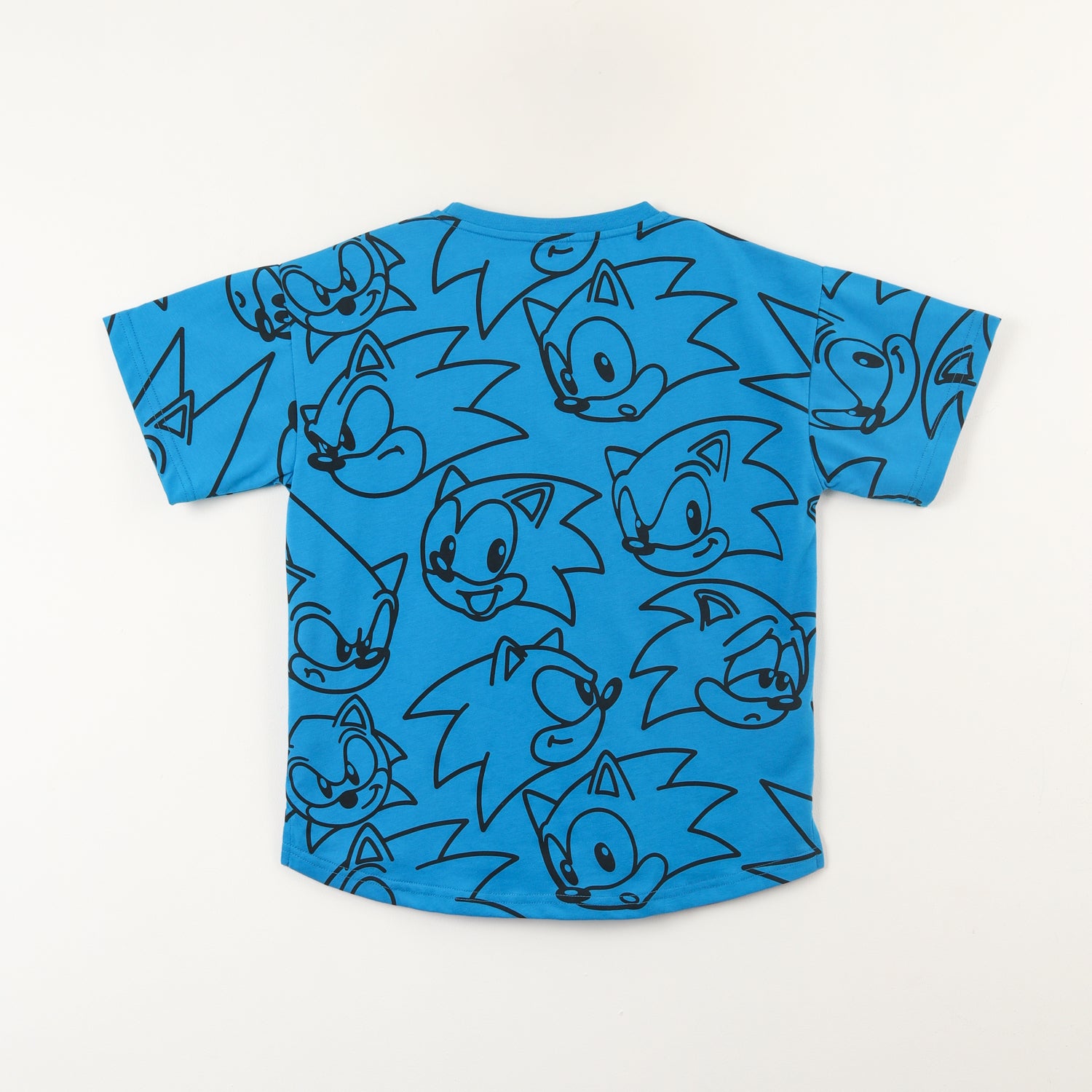 Polera Manga Corta Niño Full Print Faces Azul Sonic