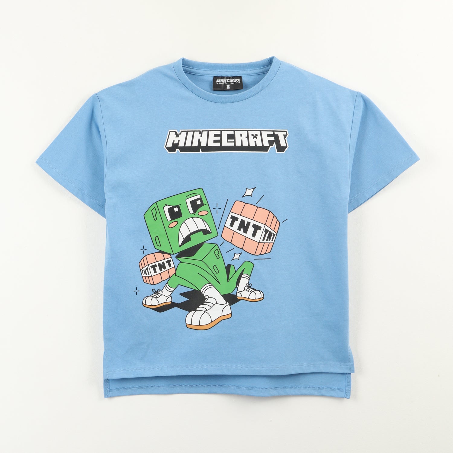 Polera Manga Corta Niño Creeper Cartoons Azul Minecraft