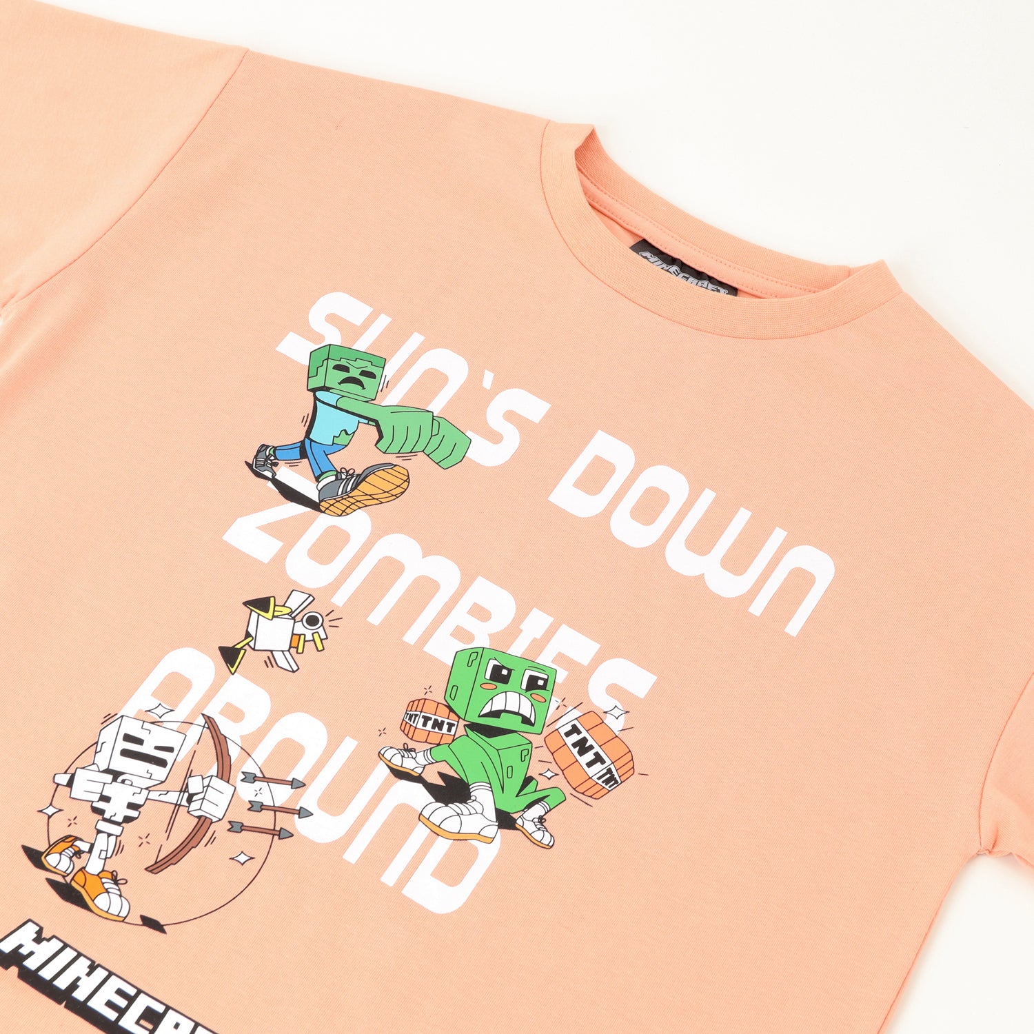 Polera Manga Corta Niño Sun's Down Rosado Minecraft