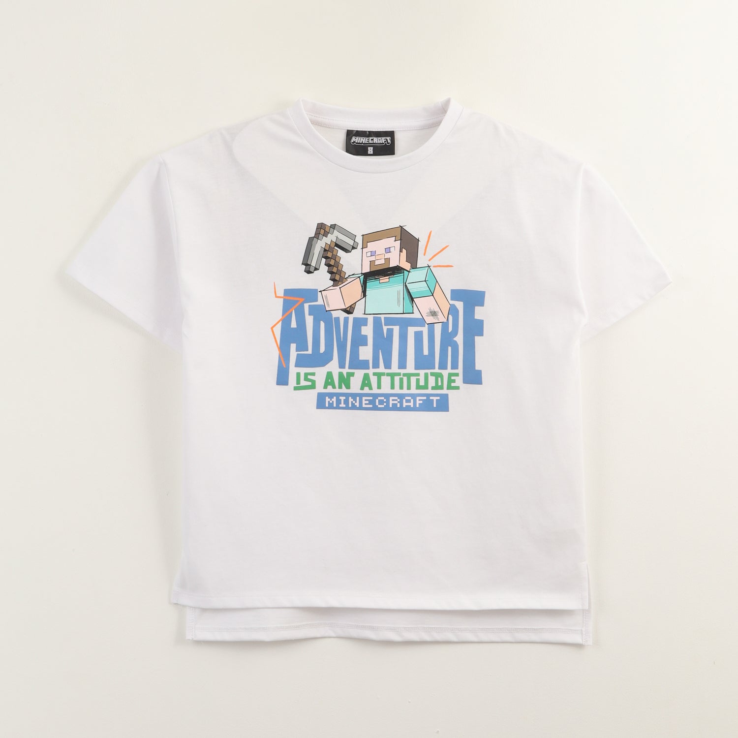 Polera Manga Corta Niño Adventure Blanco Minecraft