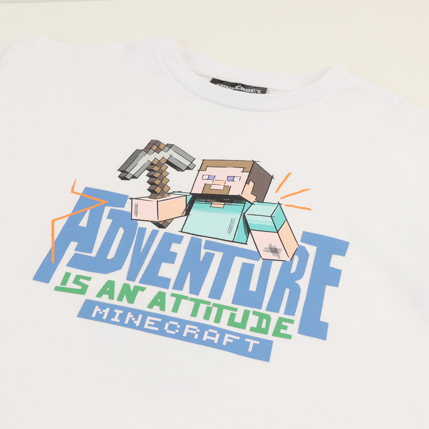 Polera Manga Corta Niño Adventure Blanco Minecraft