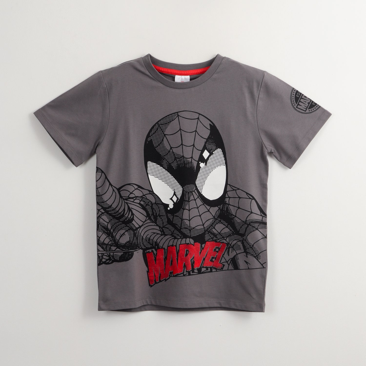 Polera Manga Corta Niño Spiderman Dark Gris Marvel