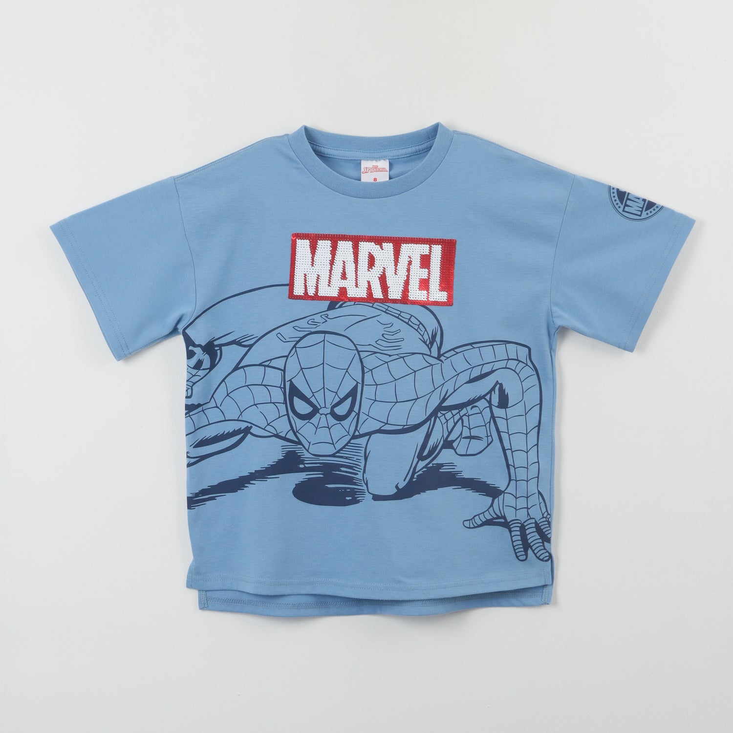 Polera Manga Corta Niño Spiderman Lineal Azul Marvel
