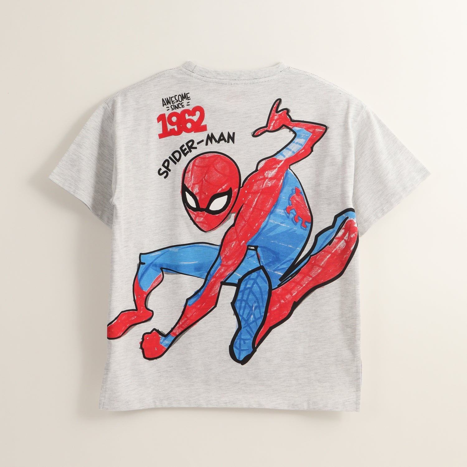 Polera Manga Corta Niño Spiderman Since 1962 Blanco Marvel