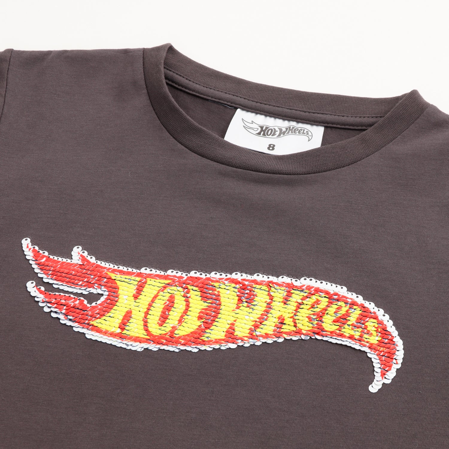 Polera Manga Corta Niño Lentejuelas Logo Gris Hot Wheels