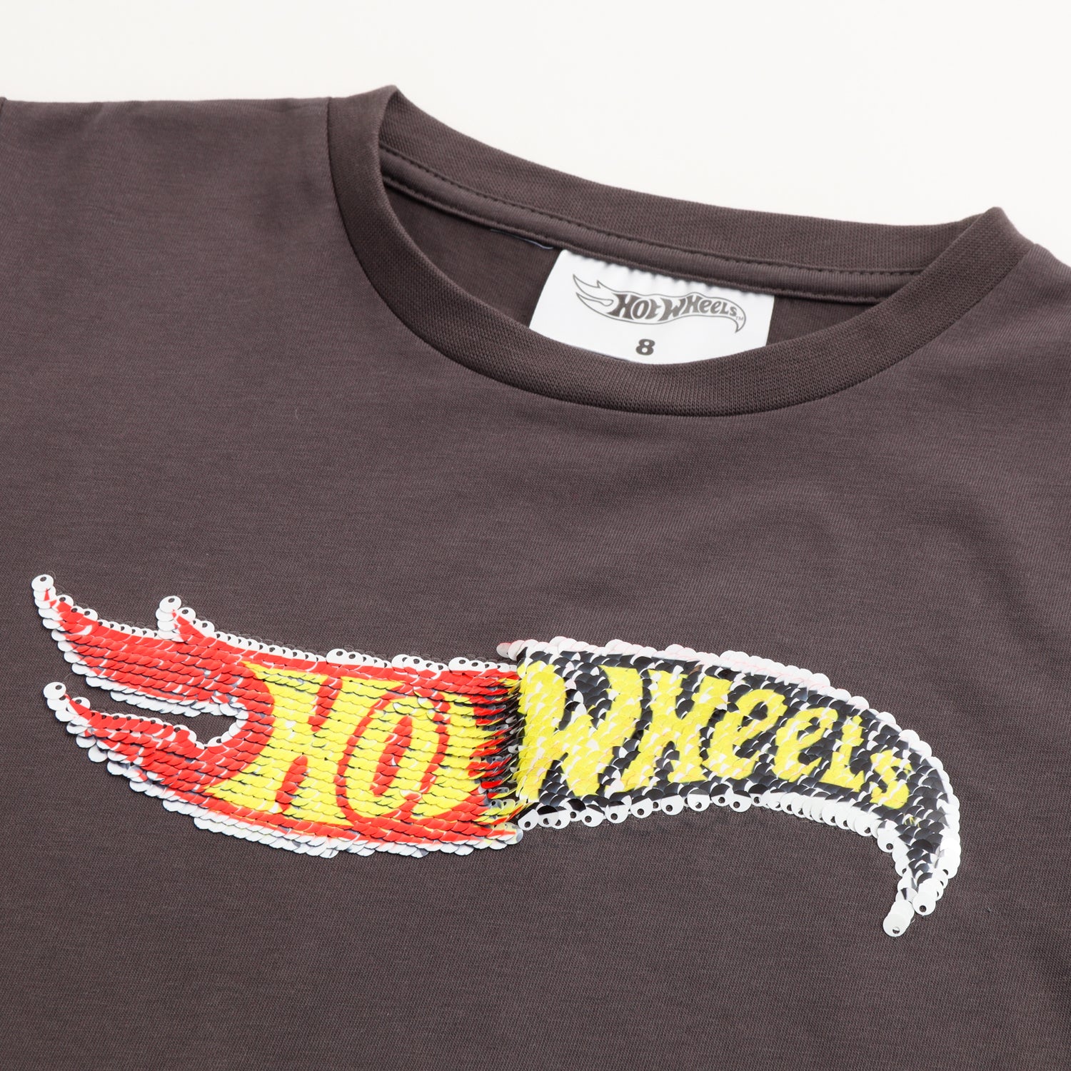 Polera Manga Corta Niño Lentejuelas Logo Gris Hot Wheels