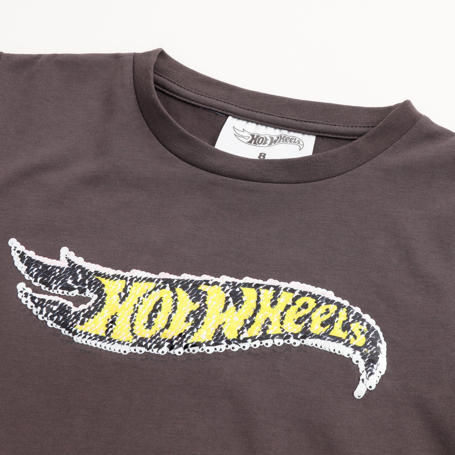 Polera Manga Corta Niño Lentejuelas Logo Gris Hot Wheels