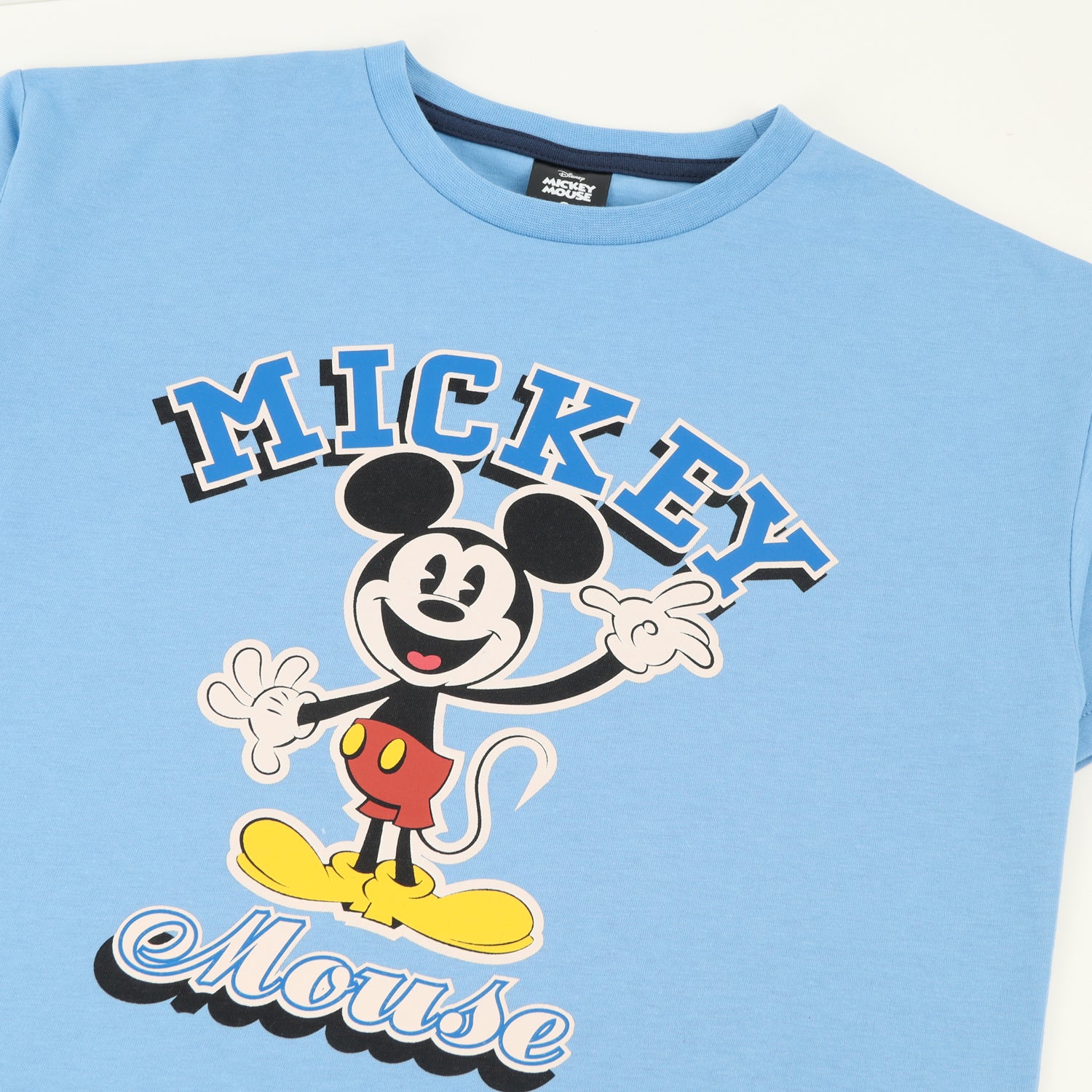 Polera Manga Corta Niño Mickey Vintage Celeste Disney
