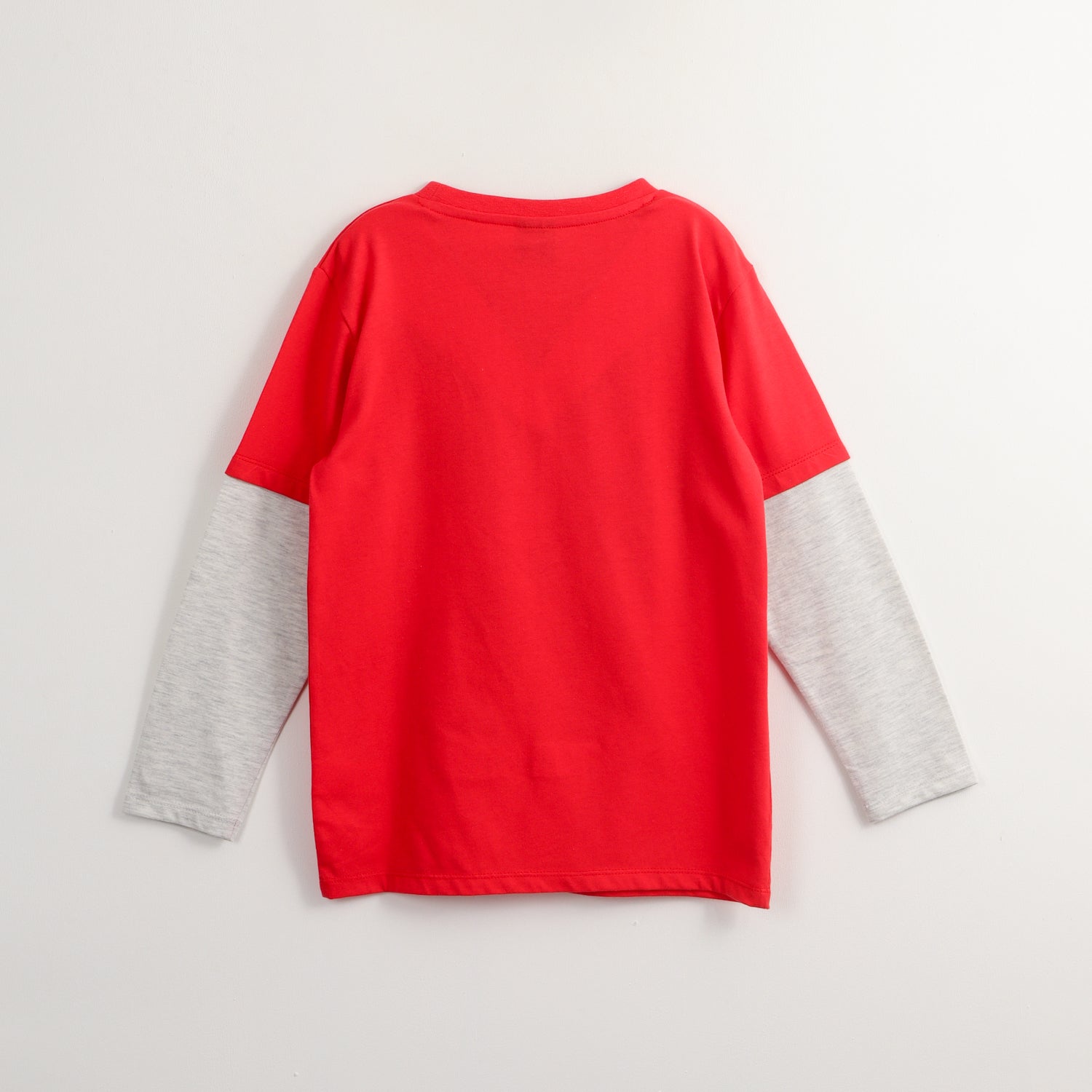 Polera Manga Larga Niño Mickey Doble Manga Rojo Disney