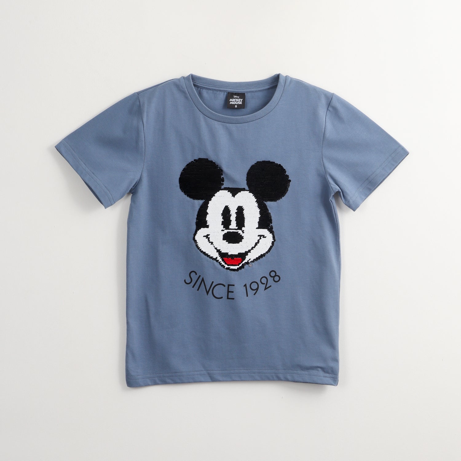Polera Manga Corta Niño Mickey Lentejuelas 1998 Azul Disney