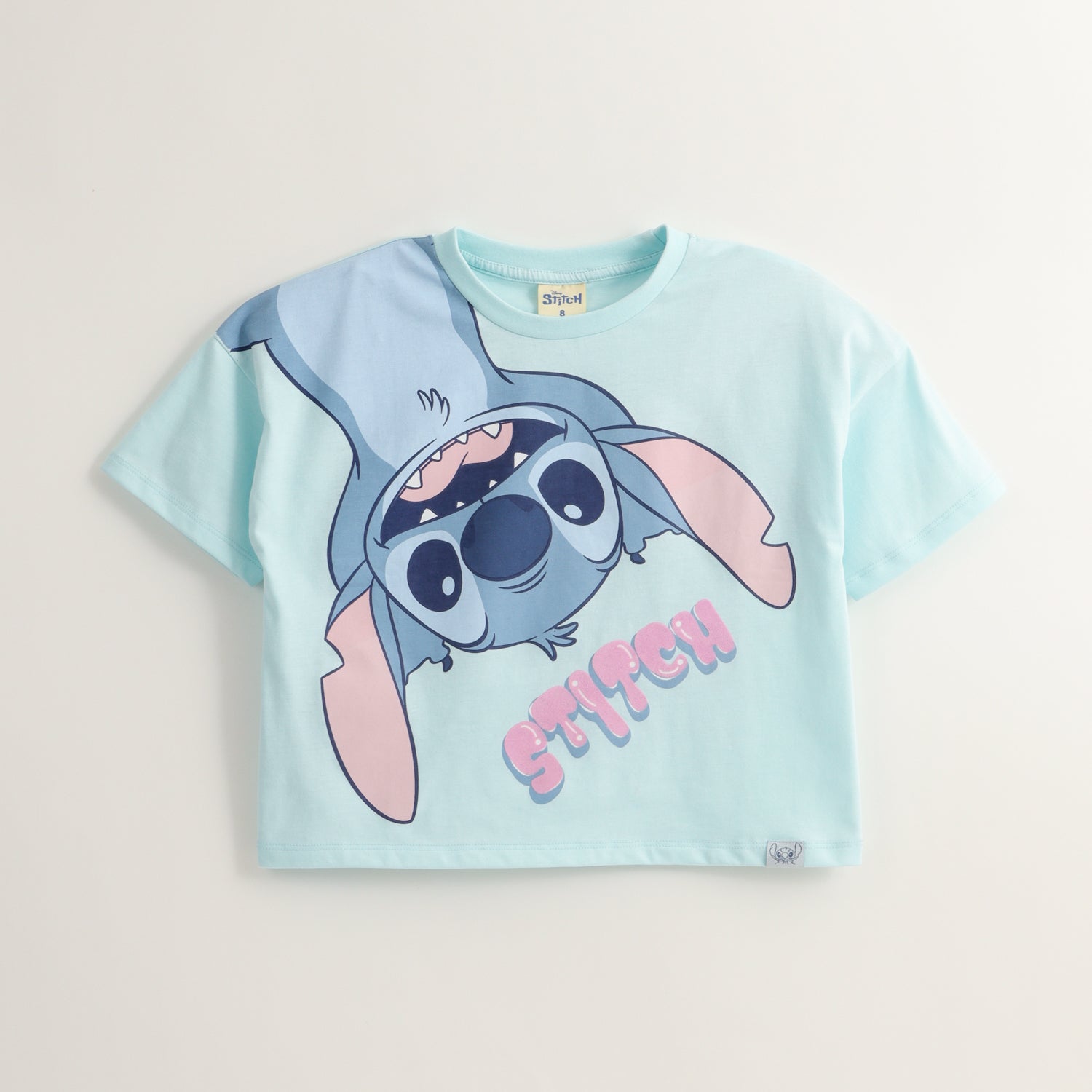 Polera Manga Corta Niña Lilo & Stitch Invert Celeste Disney