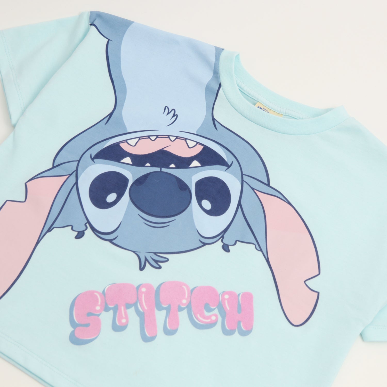 Polera Manga Corta Niña Lilo & Stitch Invert Celeste Disney