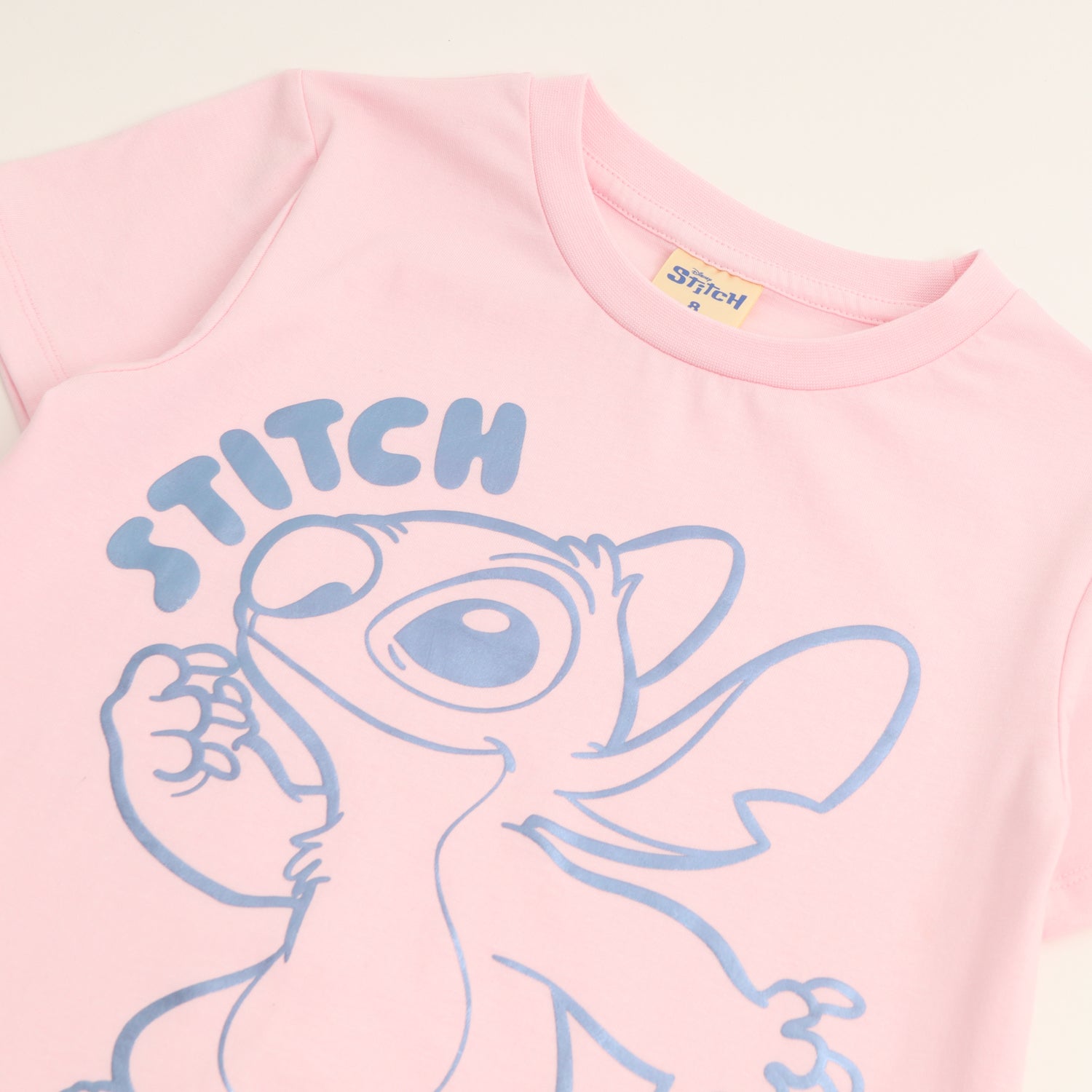 Polera Manga Corta Niña Lilo & Stitch Lineal Rosado Disney