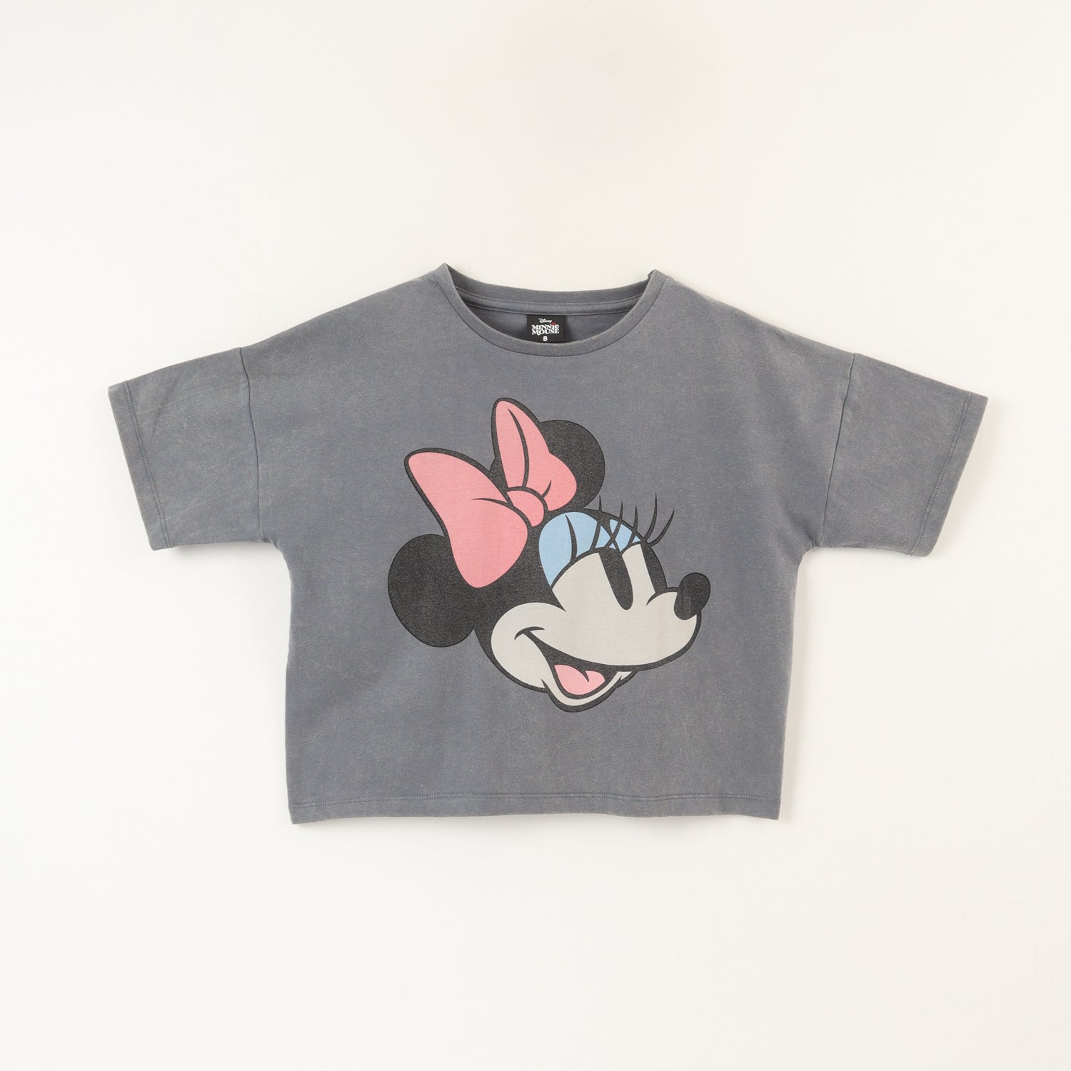 Polera Manga Corta Niña Minnie Cara Gris Disney